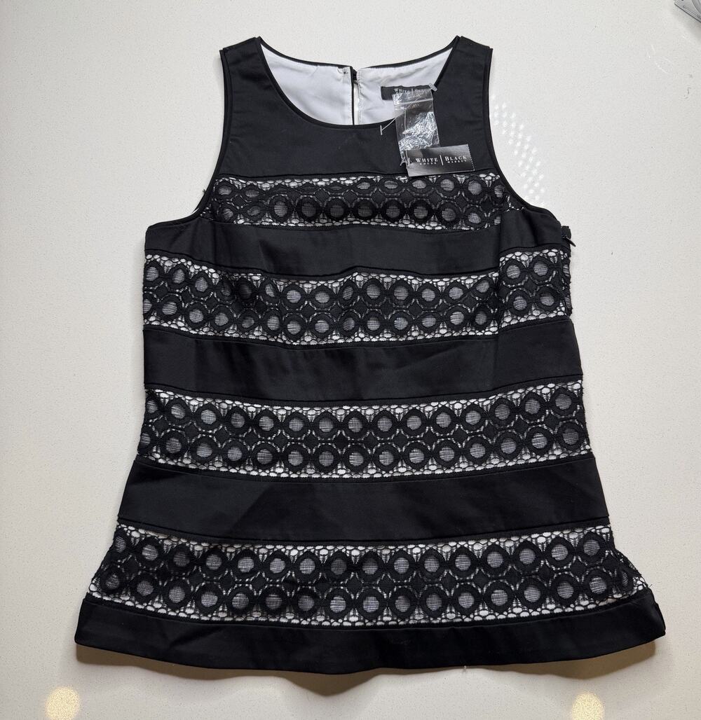 New White House Black Market Sleeveless Lace Striped Top Size 4